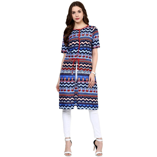 Pannkh Women's Astrix Print Kurti with Front Tie-Up