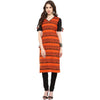 Pannkh Women's Border Window-Cut Printed Kurti-PK1195ORANGE-S