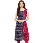 Pannkh Women's Navy zig-zag Print Kurti