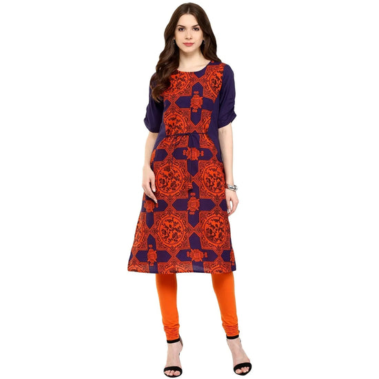 Pannkh Women's Blue Orange Dori Kurti