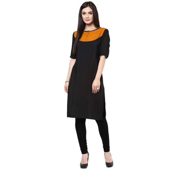 Pannkh Women's Mustard Yoke Kurti