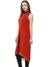 Pannkh Women's High Low Kurti-PK1155RED-S