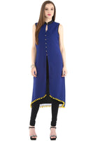 Pannkh Women's High Low Kurti-PK1155BLUE-S