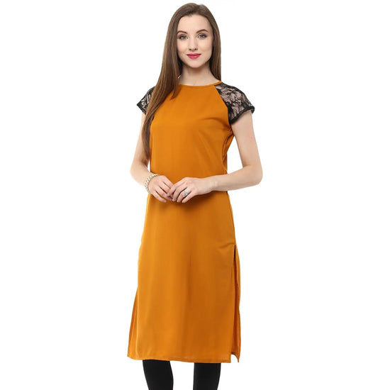 Pannkh Women's Raglan Lace Kurti