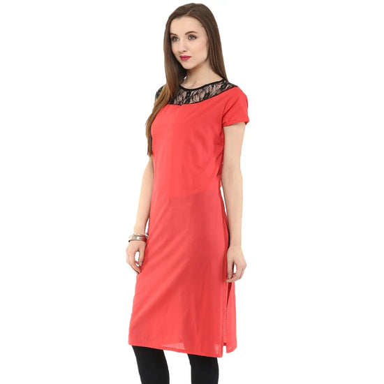 Pannkh Women's Asymmetric Lace Kurti