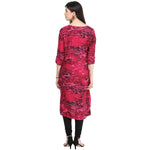 Pannkh Women's Boat Neck Side Buttoned Kurti-LA1142PINK-S