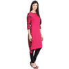 Pannkh Women's Boat Neck Side Buttoned Kurti-LA1142PINK-S