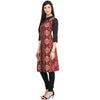 Pannkh Women's Maroon Printed Straight Kurti