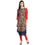 Pannkh Women's Geometric Raglan Print Kurti