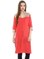 Pannkh Women's Casual 3/4 Sleeve Printed Women's Kurti