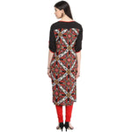 Pannkh Women's Red Abstract Print Kurti-LA1131-S