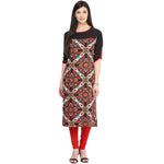 Pannkh Women's Red Abstract Print Kurti-LA1131-S