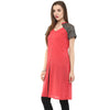 Pannkh Women's Buttoned Brocade Shoulder Yoke Kurti-PK1130CORAL-S