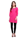 Pannkh Women's 3/4sleeves front buttoned kurti-PK1093PINK-S