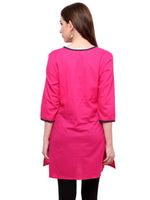 Pannkh Women's 3/4sleeves front buttoned kurti-PK1093PINK-S