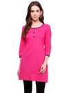 Pannkh Women's 3/4sleeves front buttoned kurti-PK1093PINK-S