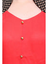 Pannkh Women's Buttoned Brocade Shoulder Yoke Kurti-PK1130RED-S