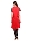 Pannkh Women's Buttoned Brocade Shoulder Yoke Kurti-PK1130RED-S