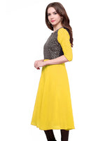 Pannkh Women's Brocade Bodice Kurti-PK1125YELLOW-S