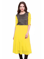 Pannkh Women's Brocade Bodice Kurti-PK1125YELLOW-S