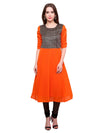 Pannkh Women's Brocade Bodice Kurti-PK1125ORANGE-S