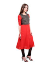 Pannkh Women's Brocade Bodice Kurti-PK1125RED-S