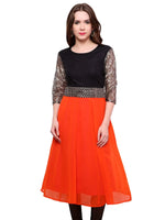 Pannkh Women's Brocade Belt Kurti-PK1124ORANGE-S