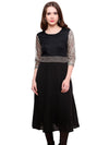 Pannkh Women's Brocade Belt Kurti-PK1124BLACK-S