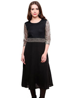 Pannkh Women's Brocade Belt Kurti-PK1124BLACK-S