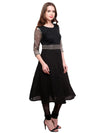 Pannkh Women's Brocade Belt Kurti-PK1124BLACK-S