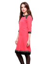 Pannkh Women's Shoulder Brocade Kurti-PK1123CORAL-S