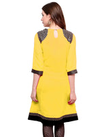 Pannkh Women's Shoulder Brocade Kurti-PK1123YELLOW-S