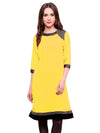 Pannkh Women's Shoulder Brocade Kurti-PK1123YELLOW-S