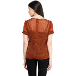 Pannkh Women's Orange Frill Shirt Top