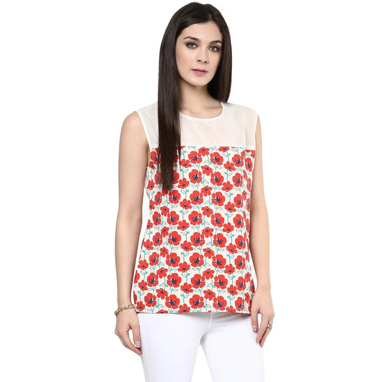 Pannkh Women's Red Floral Top