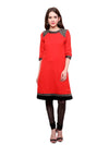 Pannkh Women's Shoulder Brocade Kurti-PK1123RED-S