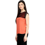 Pannkh Women's Dot Net Top-LAT3037CORAL-XS