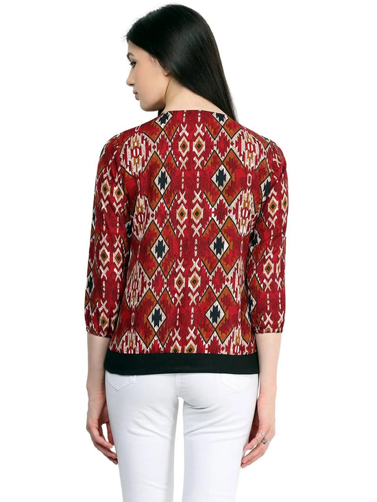 Pannkh Women's Overlap Printed Top