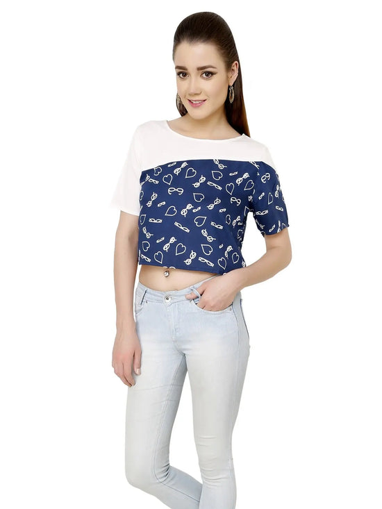 Blue Specs Crop Top