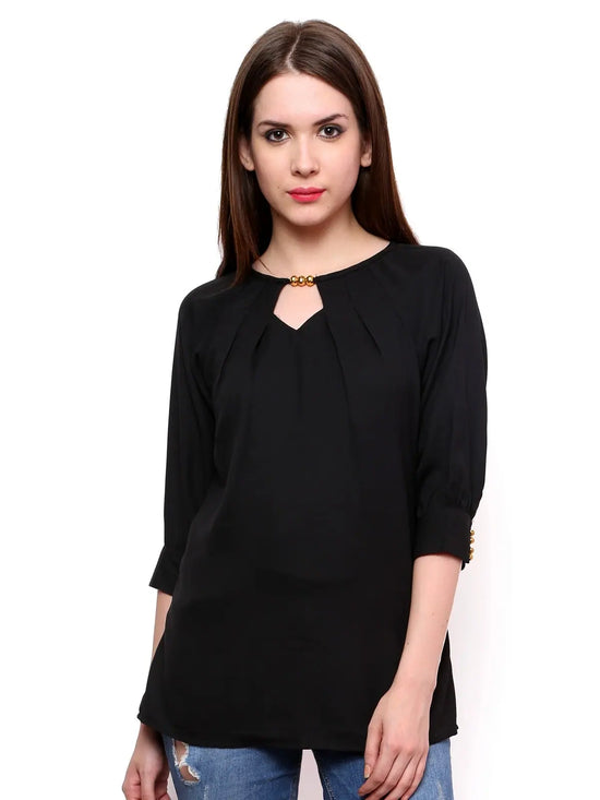 Pannkh Women's Vintage Top-PK3025BLACK-XS