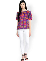 Pannkh Women's Owl Print Top-PKT3014PURPLE-XS