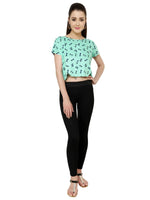 Pannkh Women's Green Bow Crop Top