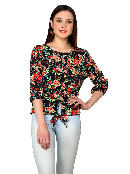 Pannkh Women's Floral Knot Top