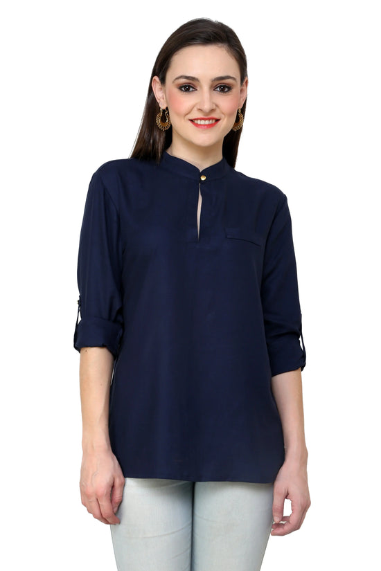 Pannkh Women's Shirt Top-PKT3006DBLUE-XS