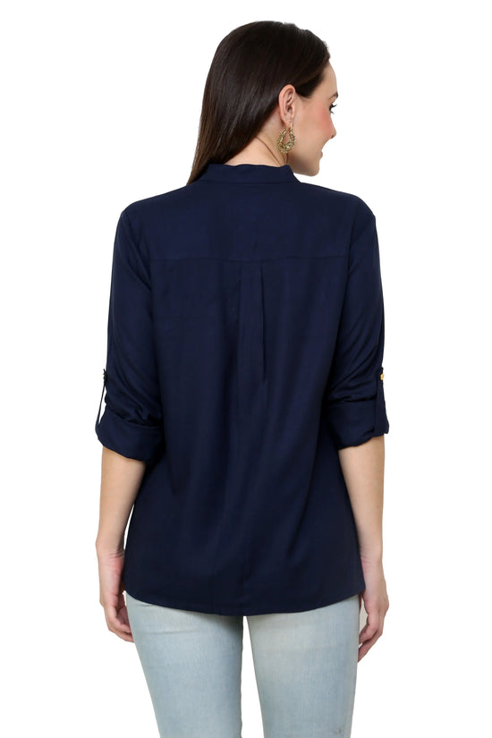 Pannkh Women's Shirt Top-PKT3006DBLUE-XS