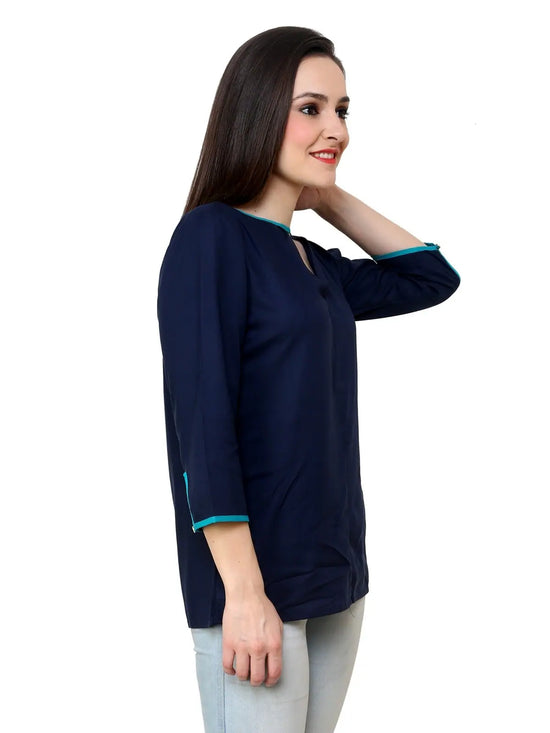 V-Shape Keyhole Top-PKT3003DBLUE-XS