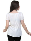 Pannkh Women's White Top Detailed With Gathered Sleeves And Diagonal Zip