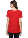 Pannkh Women's Red Top Detailed With Gathered Sleeves And Diagonal Zip