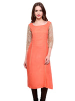 Pannkh Women's Shimmer Kurti-PK1122CORAL-S