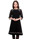 Pannkh Women's Shoulder Brocade Kurti-PK1123BLACK-S